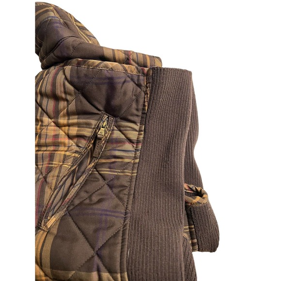 Ralph Lauren Women Puffer Hunter Vest Brown Plaid Snap Zip Front Pocket Large - Picture 5 of 7